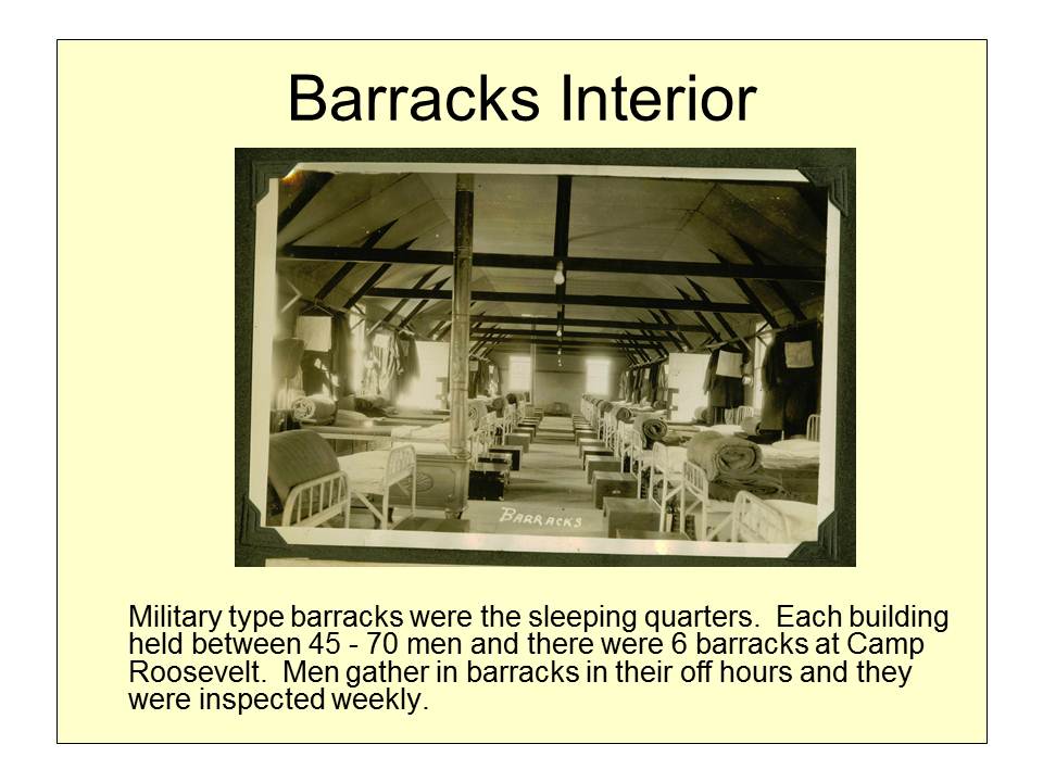 Slide 13 — Camp Roosevelt, April 1933